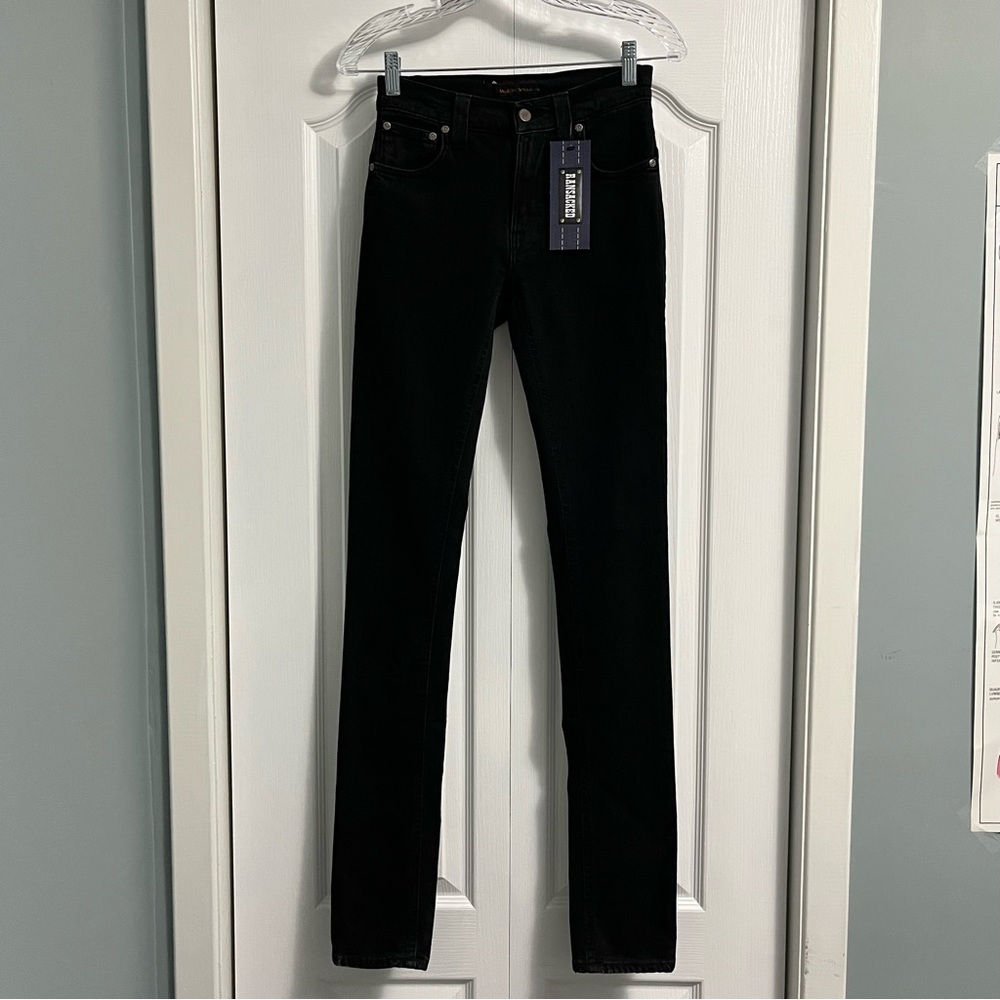 NUDIE JEANS CO Thin Finn black denim jeans NWT men’s Size 25 X 34